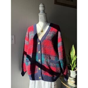 Mohair Plaid Cardigan